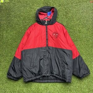 Chicago Bulls Starter Jacket Mens Large Full Zip Up Puffer Sports Hooded 90s